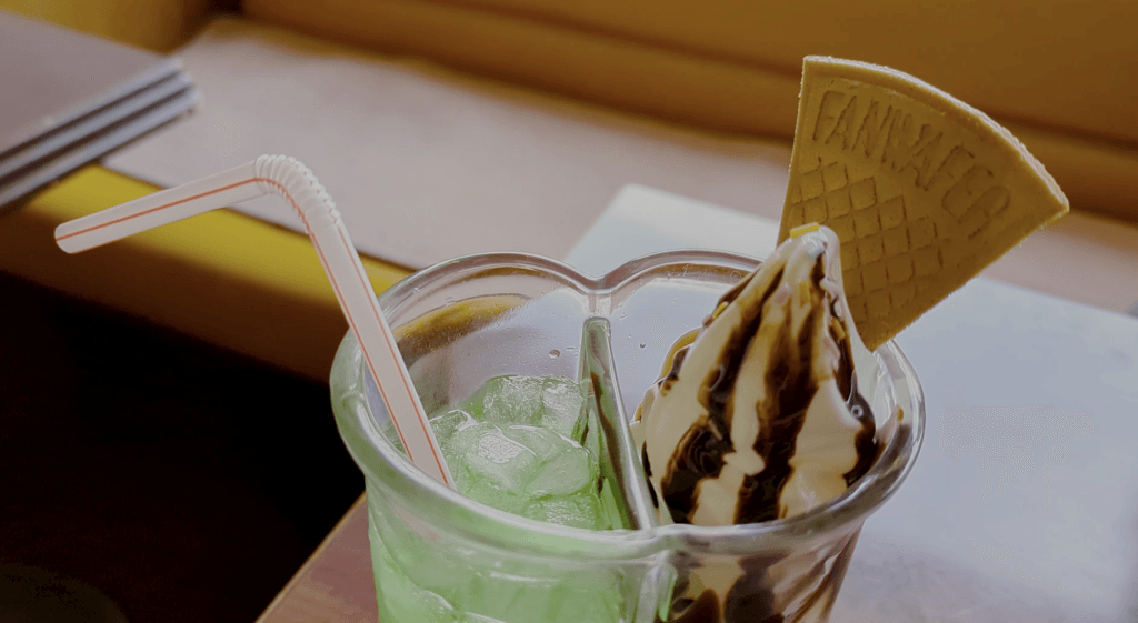 melon soda in coffee shop umi, fujisawa